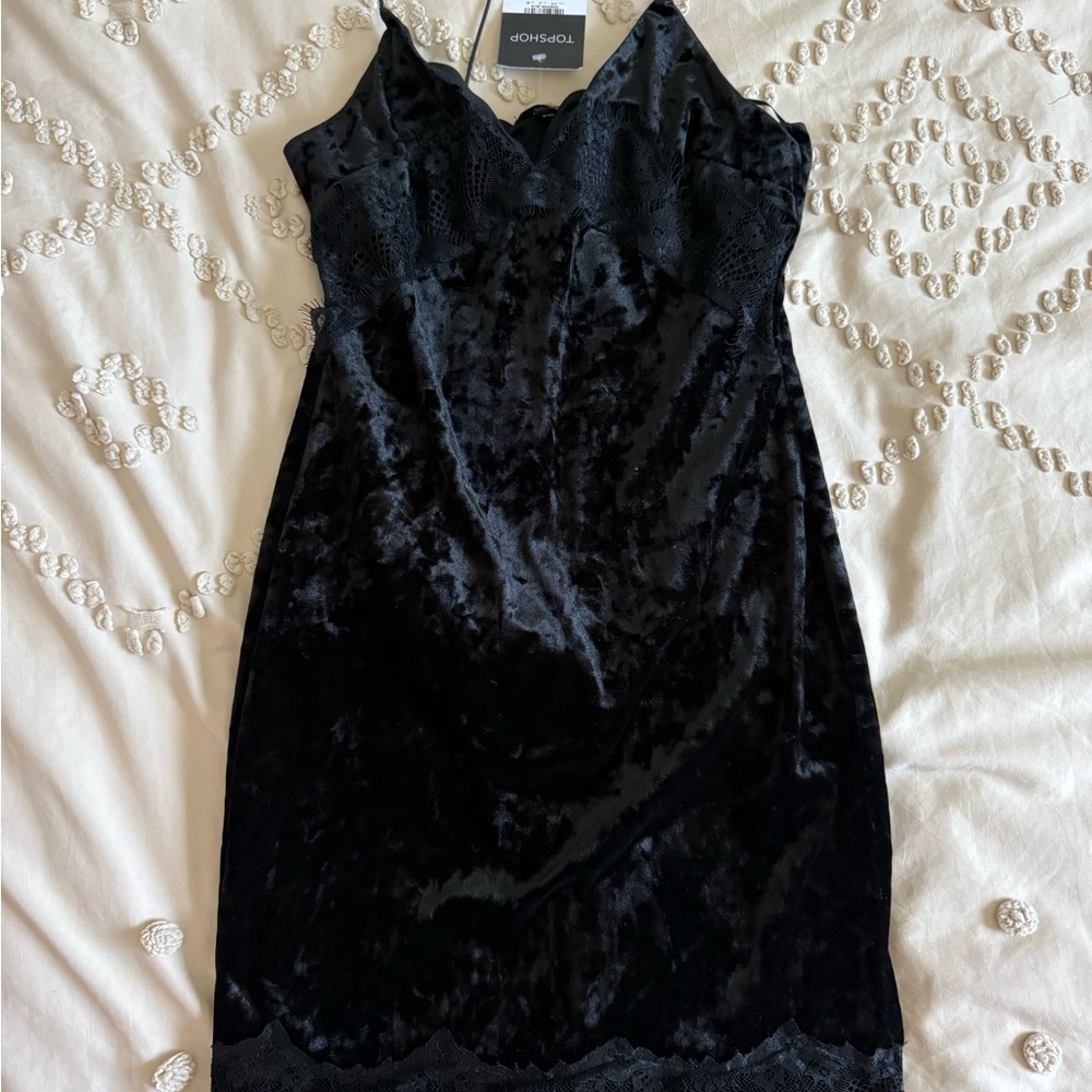 Topshop Black Velvet Lace Dress